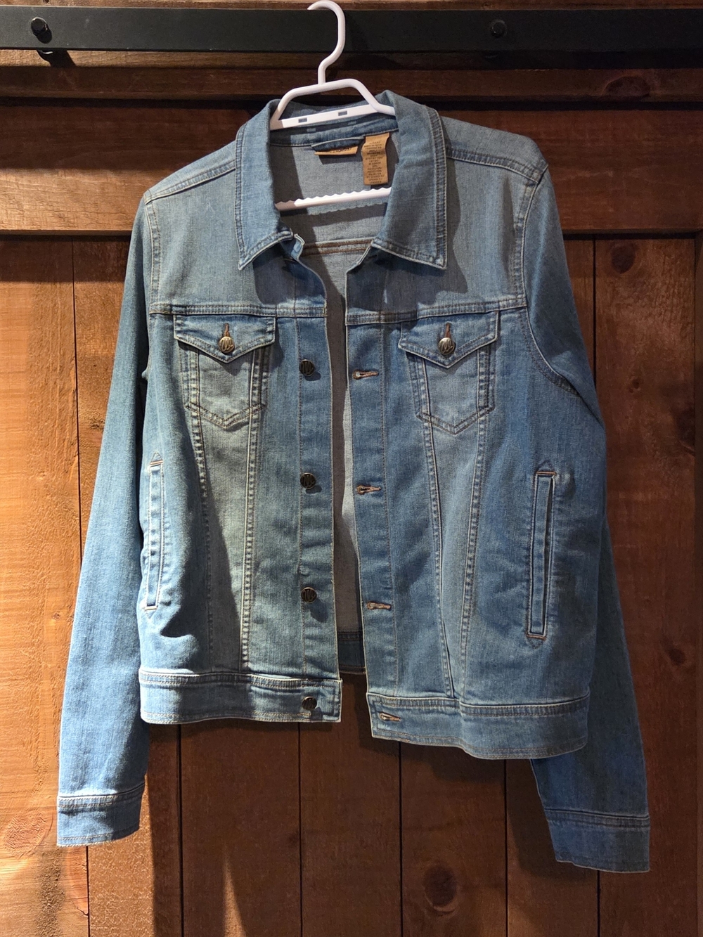 Wrangler Light Blue Denim Jacket with Leather Logo Tag
